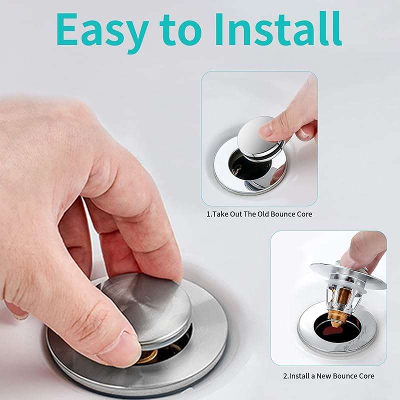 Sink Stopper, Bathroom Sink Drain Strainer with Hair Catcher, for 1.04’’~1.97’’ Drain Hole, Brass Universal Drain Cover, Pop Up Basin Plug - Image 7