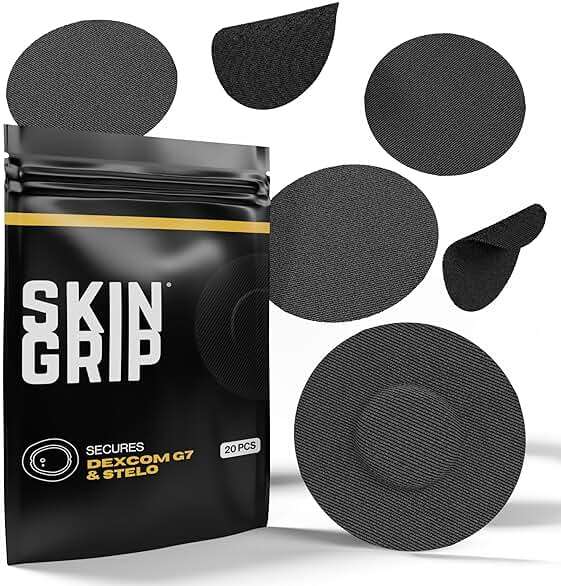 Skin Grip Adhesive Patches Compatible with Dexcom G7 & Stelo CGM – Waterproof & Sweatproof Cover for Continuous Glucose Monitor Sensor, Stays Secure for 10-15 Days – 20 Pack, Black - Image 1