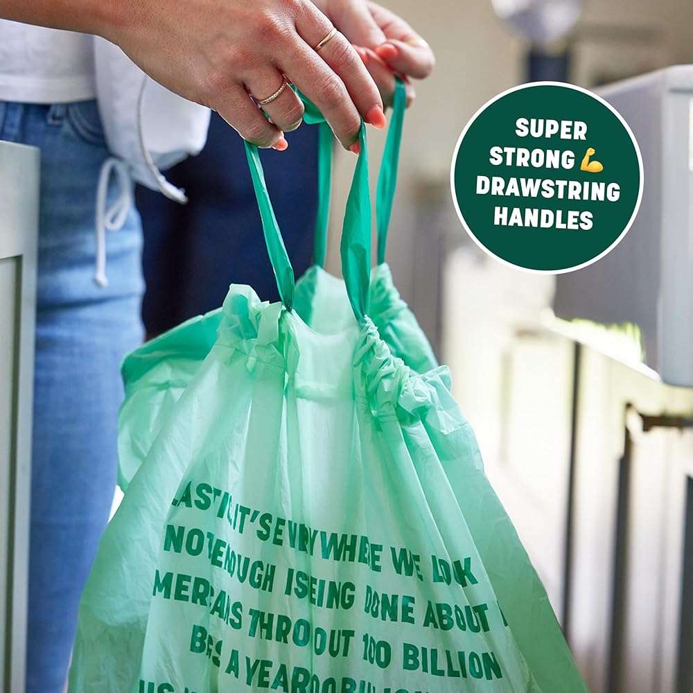 HoldOn Compostable Tall Kitchen Drawstring Bags, 13 Gallon - Leak-Resistant Triple-Ply Plant-Based Kitchen Bags for Trash, Compost & Bin Liners, BPA-Free, BPI Certified, 40 Count - Image 5