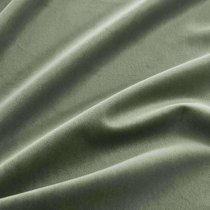 RYB HOME Sage Green Velvet Curtains 84 inches, Room Darkening Super Soft Velvet Drapes with Pleat Tape for Living Room, Thermal Insulated Window Treatment for Bedroom, W52 x L84 inch, 2 Panels - Image 7