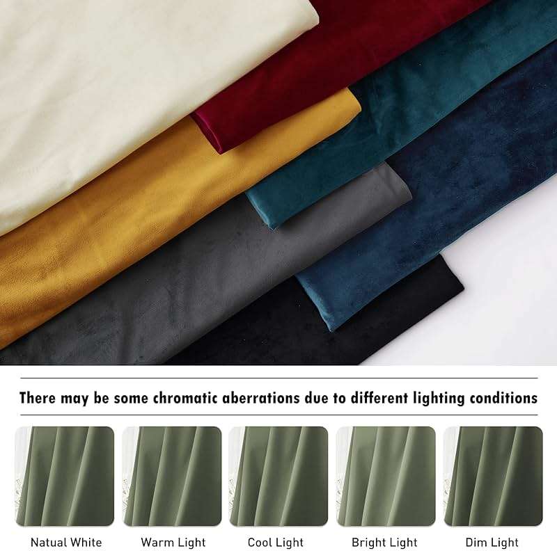 RYB HOME Sage Green Velvet Curtains 84 inches, Room Darkening Super Soft Velvet Drapes with Pleat Tape for Living Room, Thermal Insulated Window Treatment for Bedroom, W52 x L84 inch, 2 Panels - Image 8