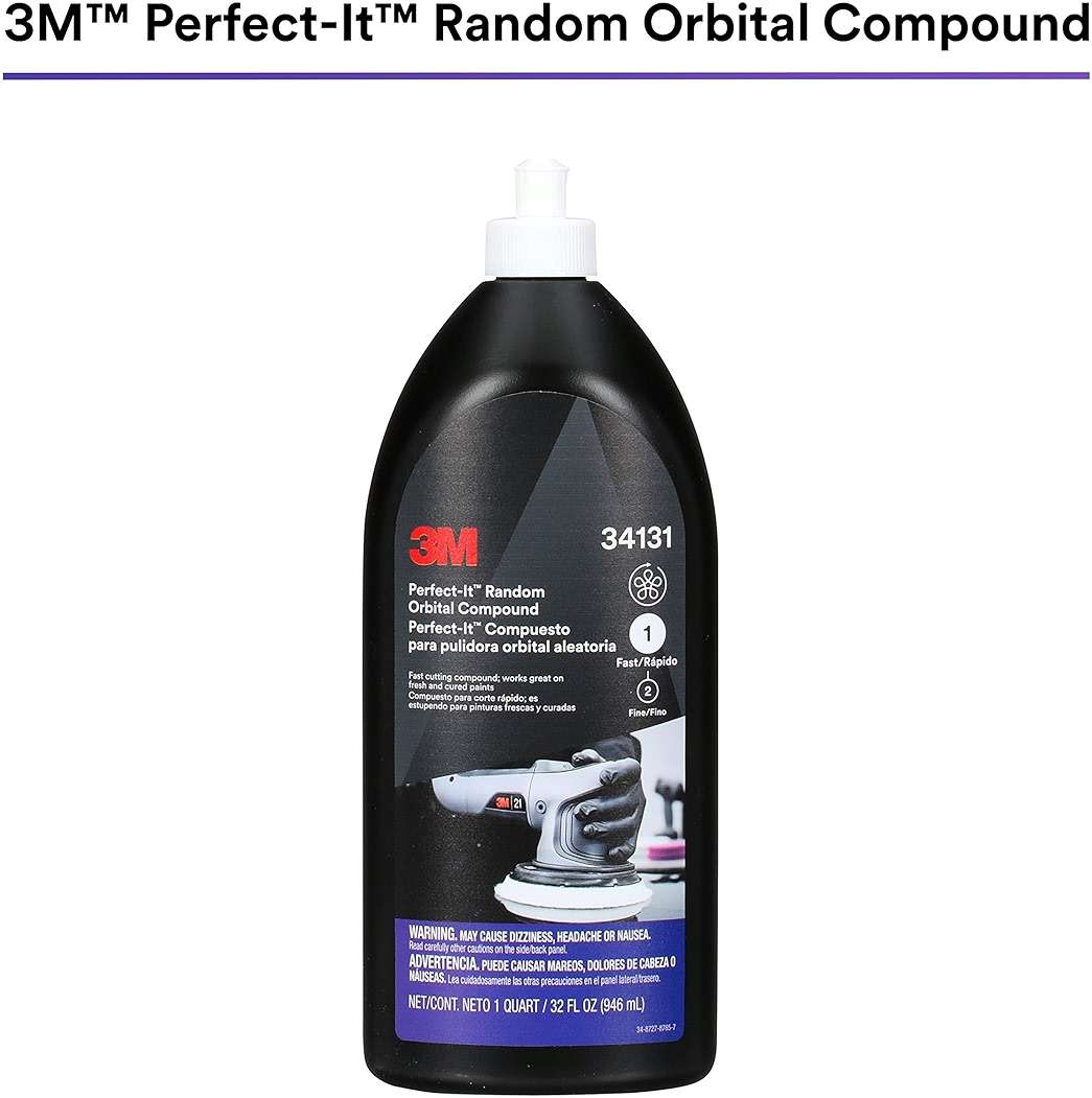 3M Perfect-It Random Orbital Compound, 34131, 1 quart, Fast Cutting Compound for Automotive Buffing & Polishing - Image 2