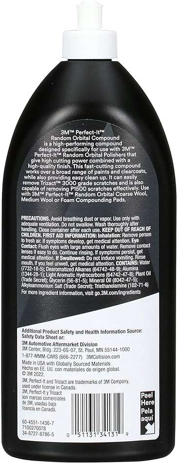 3M Perfect-It Random Orbital Compound, 34131, 1 quart, Fast Cutting Compound for Automotive Buffing & Polishing - Image 11