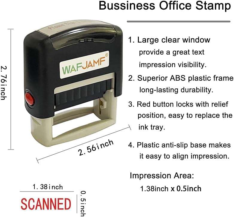 WAFJAMF Scanned Message Stamp Self-Inking Rubber Stamp Office Stamp Red Ink-Medium - Image 2