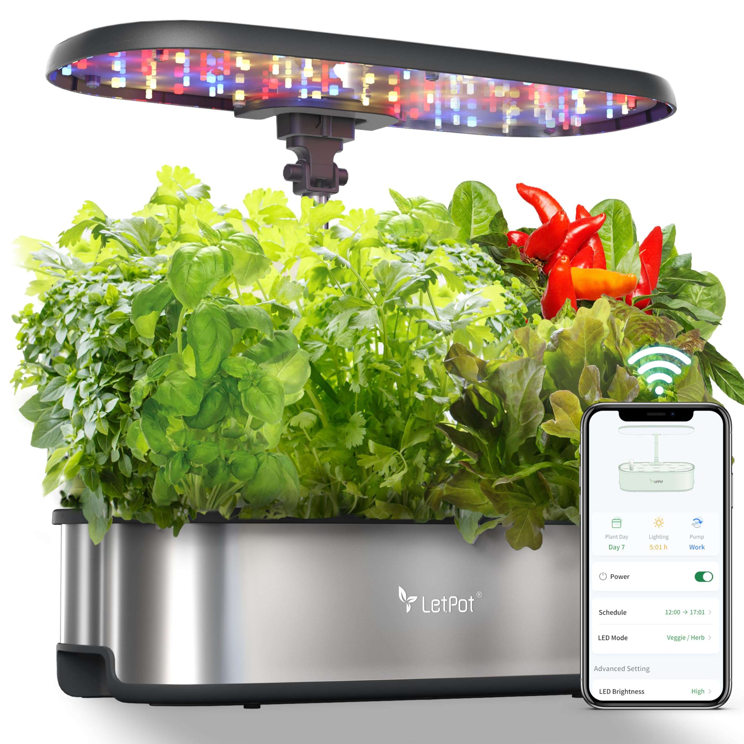 LETPOT LPH-SE Hydroponics Growing System, 12 Pods Smart Herb Garden Kit Indoor, Indoor Garden, APP & WiFi Controlled, with 24W Growing LED, 5.5L Water Tank, Pump System, Automatic Timer - Image 1