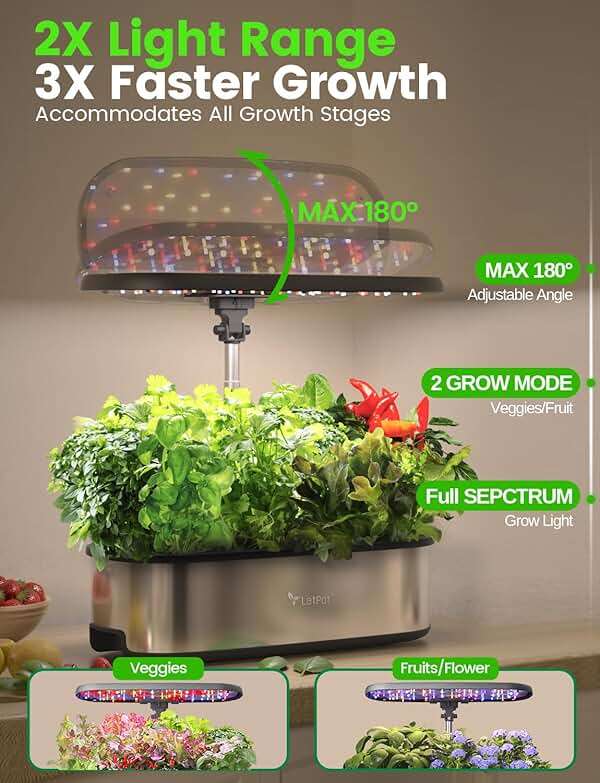 LETPOT LPH-SE Hydroponics Growing System, 12 Pods Smart Herb Garden Kit Indoor, Indoor Garden, APP & WiFi Controlled, with 24W Growing LED, 5.5L Water Tank, Pump System, Automatic Timer - Image 5