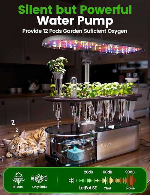 LETPOT LPH-SE Hydroponics Growing System, 12 Pods Smart Herb Garden Kit Indoor, Indoor Garden, APP & WiFi Controlled, with 24W Growing LED, 5.5L Water Tank, Pump System, Automatic Timer - Image 7