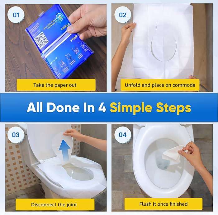 Traletry Toilet Seat Covers Disposable Flushable Travel Pack of 100, XL Biodegradable Paper Toilet Seat Covers for Adults & Kids, Public Restroom, Airplane & Camping Travel Essentials - Image 3