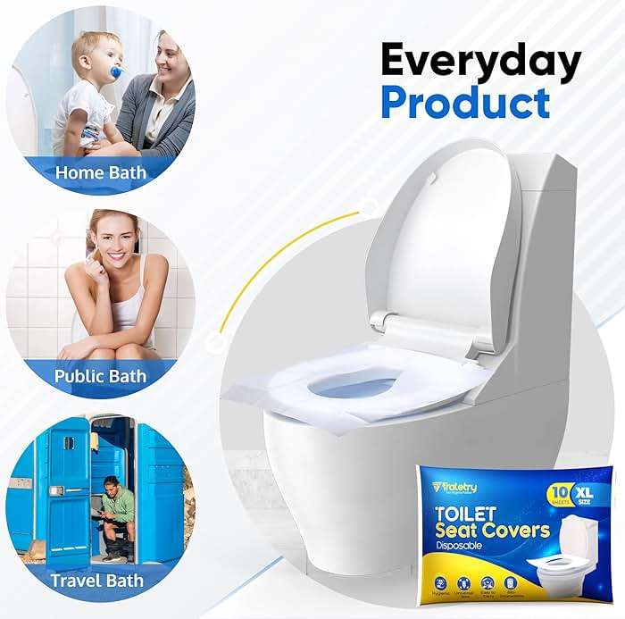Traletry Toilet Seat Covers Disposable Flushable Travel Pack of 100, XL Biodegradable Paper Toilet Seat Covers for Adults & Kids, Public Restroom, Airplane & Camping Travel Essentials - Image 7