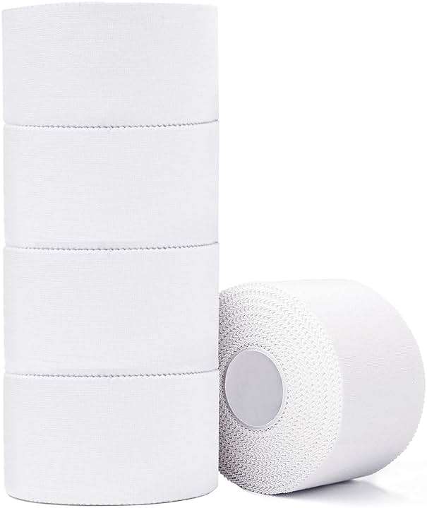 ADMITRY Athletic Tape,5 Pack White Sports Tape,Very Strong No Sticky Residue Wrist Ankle Tape for Gymnastics Boxing Lacrosse Climbing Hockey Bat - Image 1