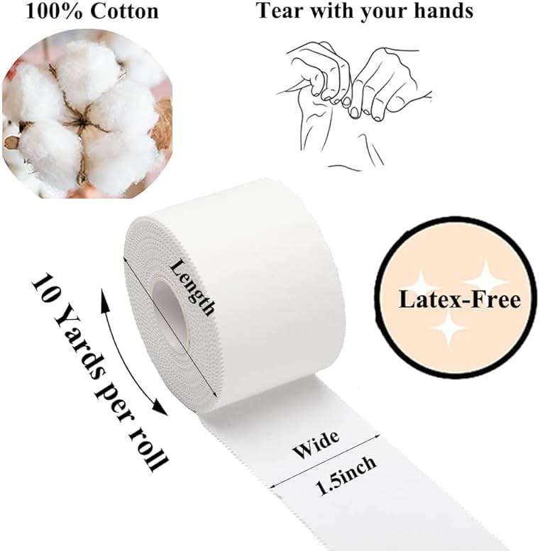 ADMITRY Athletic Tape,5 Pack White Sports Tape,Very Strong No Sticky Residue Wrist Ankle Tape for Gymnastics Boxing Lacrosse Climbing Hockey Bat - Image 2