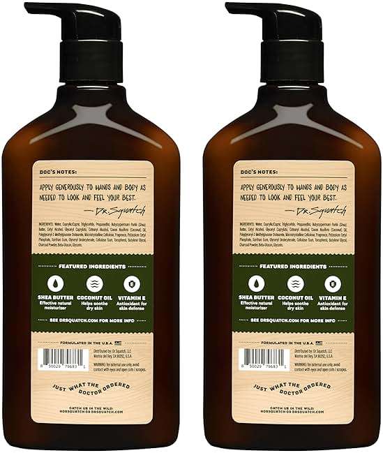 Dr. Squatch Natural Hand and Body Lotion for Men - Made with Shea Butter, Coconut Oil, Vitamin E for 24-Hr Moisturization - Pine Tar (10 fl oz, 2-Pack) - Image 6