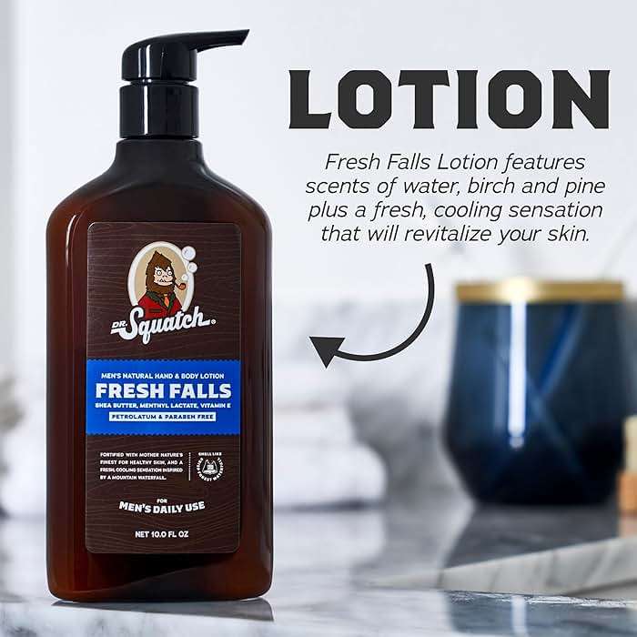 Dr. Squatch Natural Hand and Body Lotion for Men - Made with Shea Butter, Coconut Oil, Vitamin E for 24-Hr Moisturization - Pine Tar & Fresh Falls (10 fl oz, 2-Pack) - Image 4