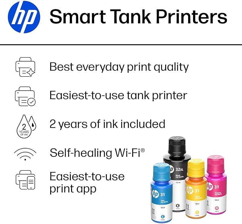 HP Smart Tank 5101 Wireless All-in-One Refillable Printer, Scanner, Copier with 2 Years of Ink Included, Wireless (2.4ghz only) Printer-for-Home use (1F3Y0A) - Image 9
