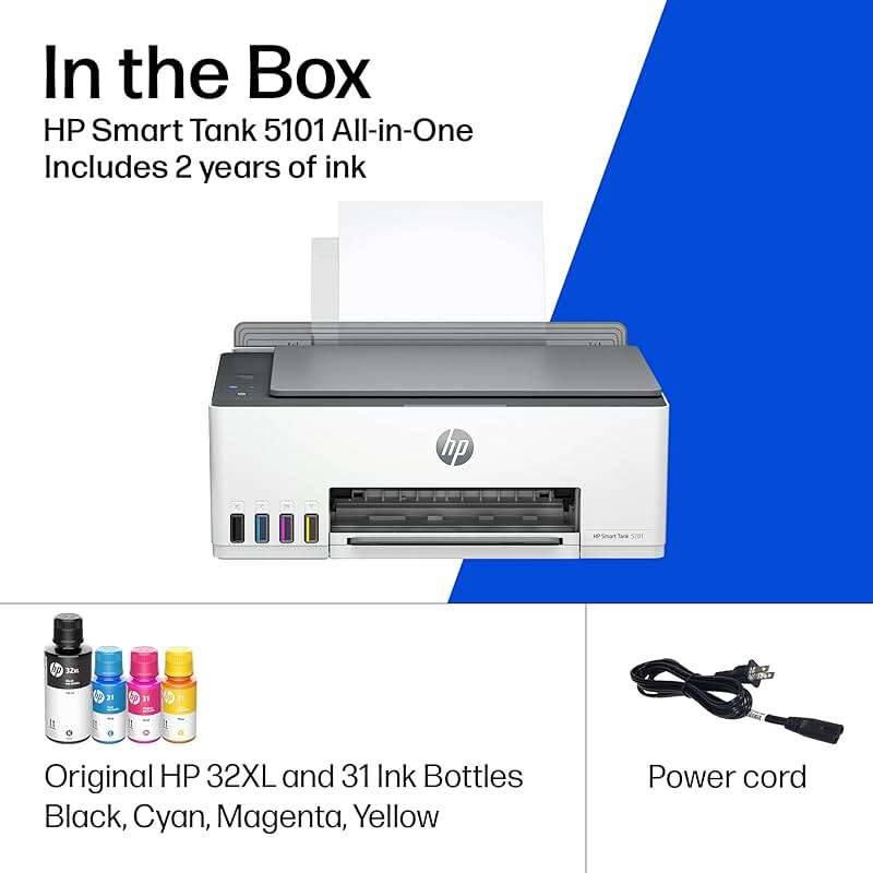 HP Smart Tank 5101 Wireless All-in-One Refillable Printer, Scanner, Copier with 2 Years of Ink Included, Wireless (2.4ghz only) Printer-for-Home use (1F3Y0A) - Image 10