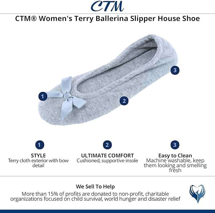 CTM Women's Terry Ballerina Slipper House Shoe - Image 6