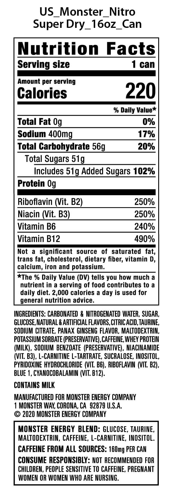 Monster Energy Nitro Super Dry, Maximum Strength, Energy Drink, 16 ounce | Pack of 15 - Image 2