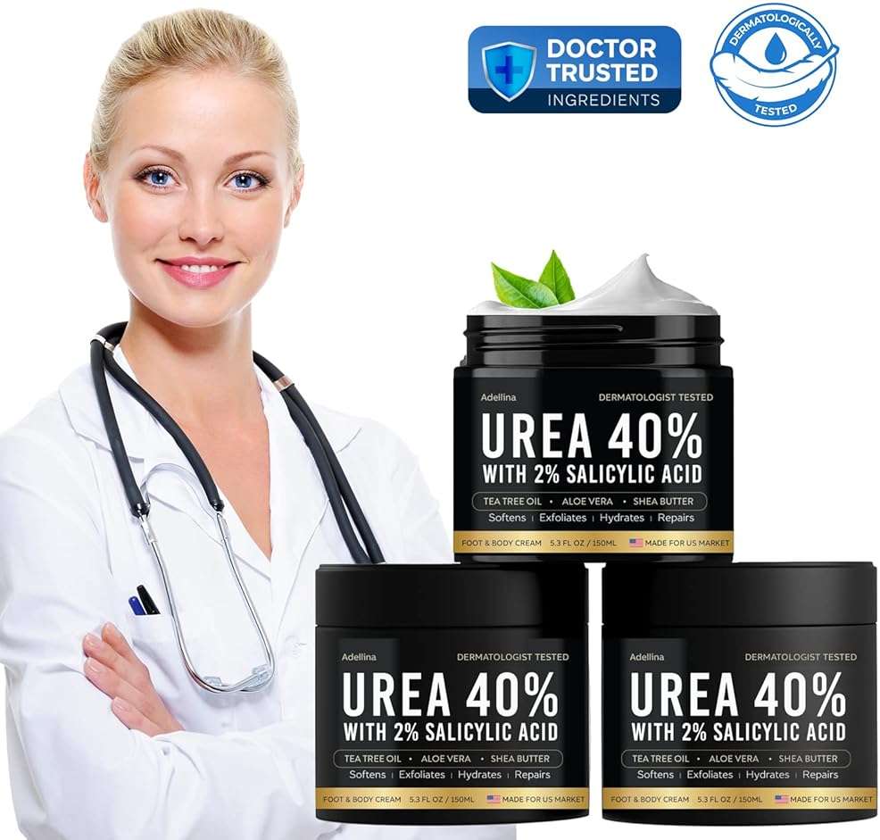 Adellina Urea Cream 40 Percent for Feet Maximum Strength, Urea Foot Cream for Dry Cracked Heels Feet Knees Elbows, 40% Urea Foot Repair Lotion 5.3 OZ - Image 2