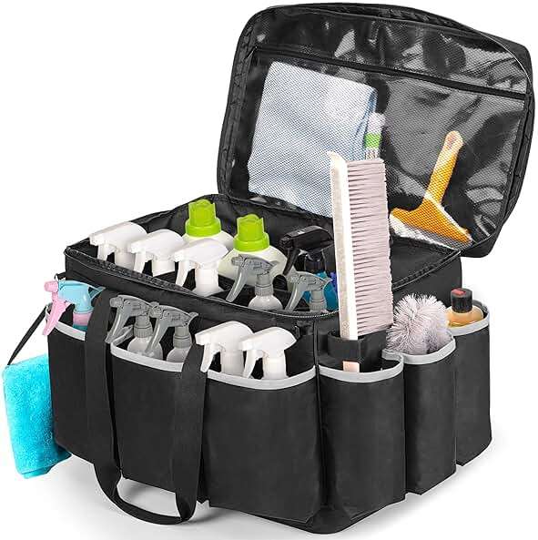 HODRANT Extra-Large Cleaning Caddy with EVA Hard Bottom, High Capacity Cleaning Supplies Organizer for Housekeeping & Home Work, Cleaner Tools Tote Bag with Shoulder Strap, Patent Design - Image 1