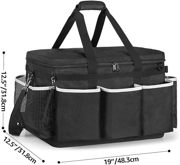 HODRANT Extra-Large Cleaning Caddy with EVA Hard Bottom, High Capacity Cleaning Supplies Organizer for Housekeeping & Home Work, Cleaner Tools Tote Bag with Shoulder Strap, Patent Design - Image 3