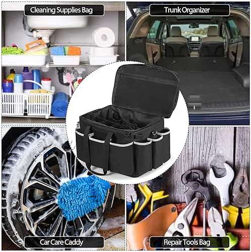HODRANT Extra-Large Cleaning Caddy with EVA Hard Bottom, High Capacity Cleaning Supplies Organizer for Housekeeping & Home Work, Cleaner Tools Tote Bag with Shoulder Strap, Patent Design - Image 8