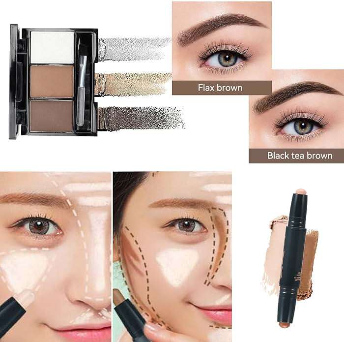 KARUIZI All in One Makeup Gift Set for Women Full Kit for2x14-color eyeshadow palettes,5xlipgloss sets,mascara,eyeliner,eyebrowpowder,eyebrow pencil, foundation, highlighter stick etc - Image 4