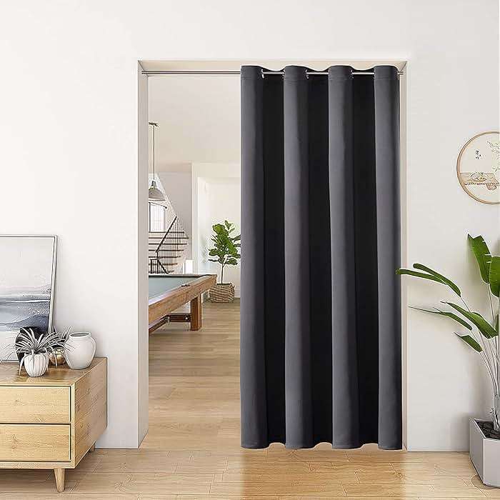 ChrisDowa Blackout Door Curtains for Doorway Privacy, Grommet Closet Curtains for Bedroom Closet Door, Thermal Insulated Temporary Doorway Cover Room Divider Drapes (1 Panel, Dark Grey, 34 x 80 Inch) - Image 7