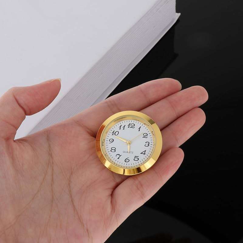 Fenteer 1-7/16 Inch (36 mm) Clock Insert Fit Diameter 1-3/8 Inch (35 mm) Hole, Arabic Numerals, Aureate - Image 4