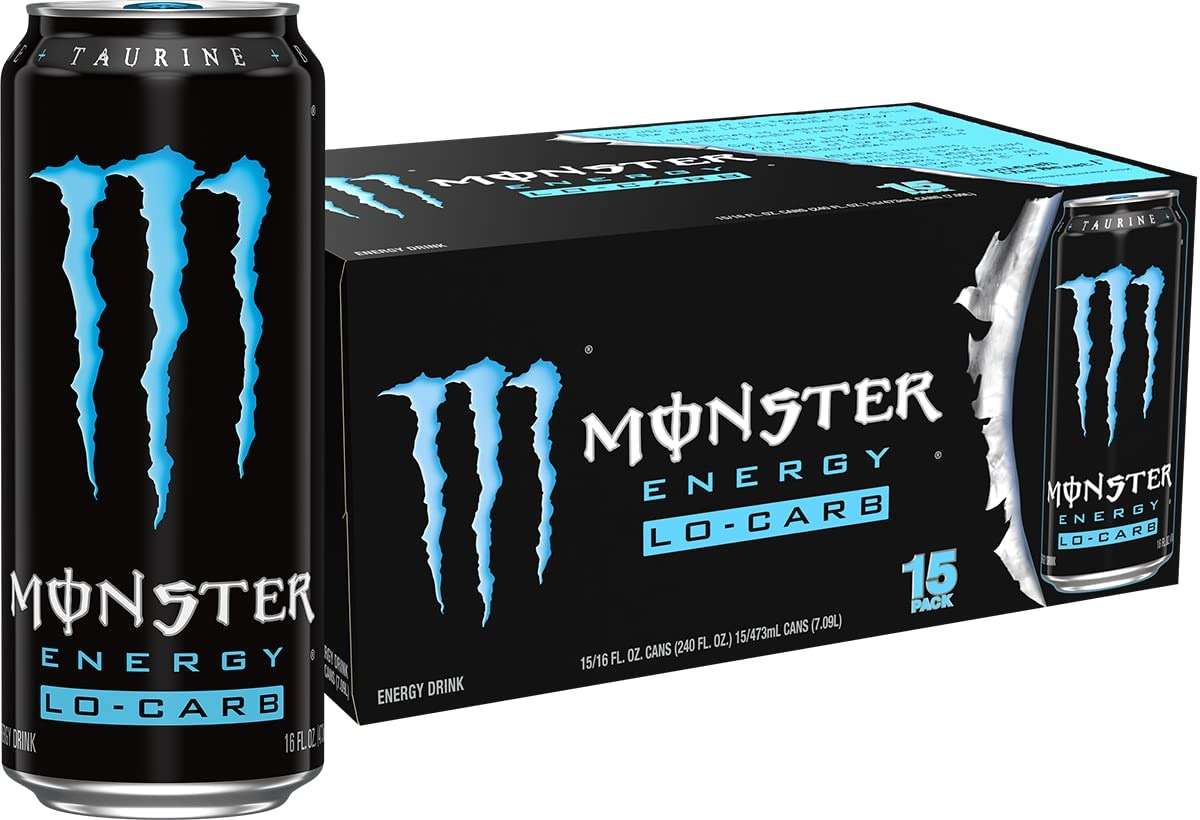 Monster Energy, Lo-Carb Monster, Low Carb Energy Drink, 16 Ounce | Pack of 15 - Image 1