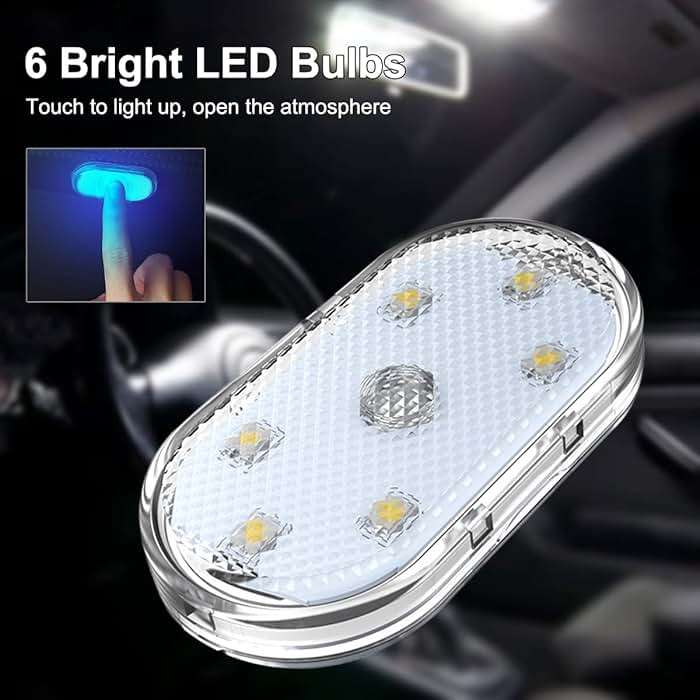 4Pcs Car LED Lights Interior Wireless, 7 Colors Interior Car Lights with 6 Bright LED Lamp Beads, Portable USB Rechargeable Car Interior Led Night Light for Car Decor - Image 2