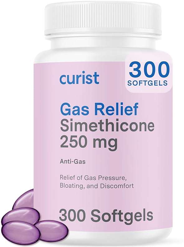 Curist Gas Relief Simethicone 250 mg Softgels (300 Count) - Digestive Relief, Bloating Relief & Anti Flatulence Gas Pills for Adults aids Gas and Bloating Relief (300 Soft gels) - Image 1