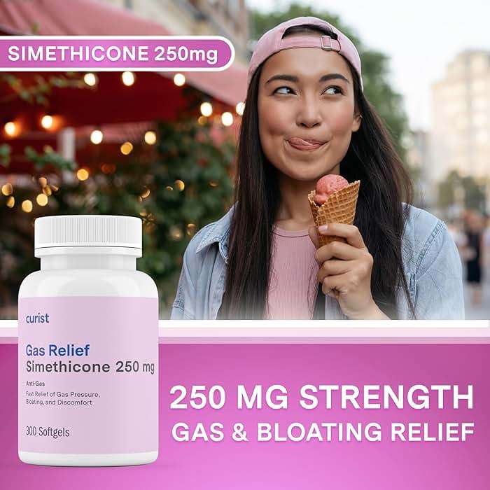Curist Gas Relief Simethicone 250 mg Softgels (300 Count) - Digestive Relief, Bloating Relief & Anti Flatulence Gas Pills for Adults aids Gas and Bloating Relief (300 Soft gels) - Image 2