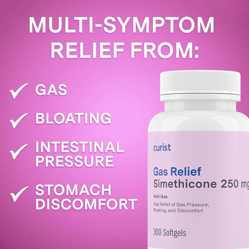 Curist Gas Relief Simethicone 250 mg Softgels (300 Count) - Digestive Relief, Bloating Relief & Anti Flatulence Gas Pills for Adults aids Gas and Bloating Relief (300 Soft gels) - Image 3
