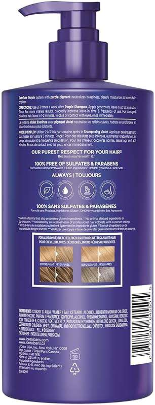 L’Oreal Paris Sulfate Free Brass Toning Purple Conditioner for Blonde, Bleached, Silver, or Brown Highlighted Hair, EverPure, 23 Fl Oz (Packaging May Vary) - Image 10