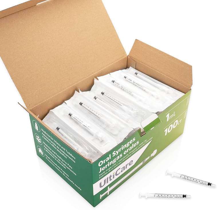 UltiCare 1mL Oral Tip Syringe – Uses Include Oral Administration of Medicine for Infants, Toddlers and Small Pets, and Small HH Projects. with Cap, Sterile Individually Wrapped, 100 Count - Image 3