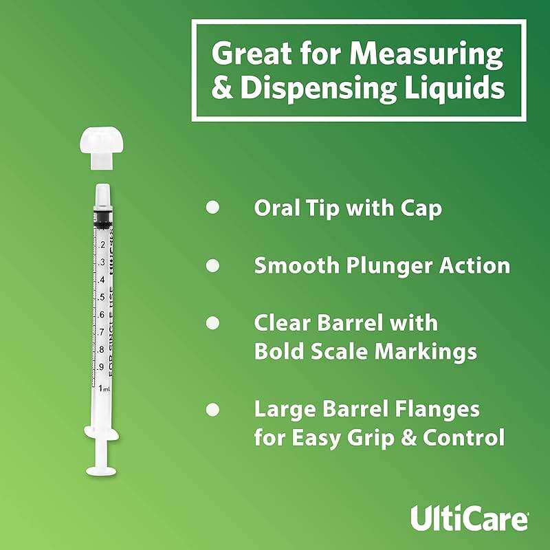 UltiCare 1mL Oral Tip Syringe – Uses Include Oral Administration of Medicine for Infants, Toddlers and Small Pets, and Small HH Projects. with Cap, Sterile Individually Wrapped, 100 Count - Image 4