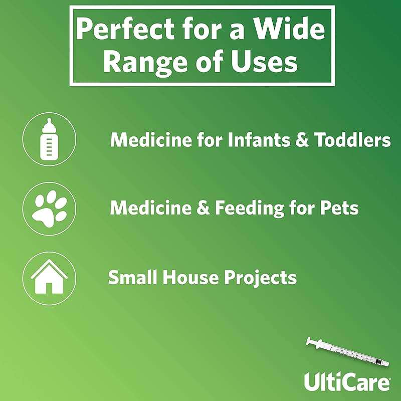 UltiCare 1mL Oral Tip Syringe – Uses Include Oral Administration of Medicine for Infants, Toddlers and Small Pets, and Small HH Projects. with Cap, Sterile Individually Wrapped, 100 Count - Image 6