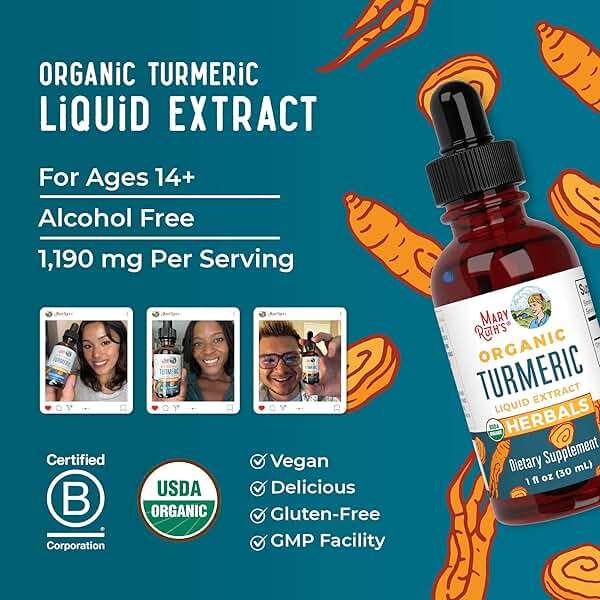 MARYRUTH'S Organics Organic Turmeric Liquid Extract | Sugar Free | USDA Organic | Organic Turmeric Supplement | Non-GMO | Gluten Free | Vegan | Alcohol-Free Tincture | 1 Fl Oz - Image 8