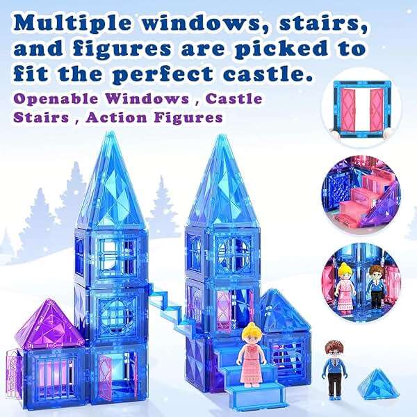 Diamond Magnetic Building Blocks for Kids - Princess Castle Magnetic Tiles Toys for 3-8 Year Old Girls & Boys - 3 4 5 6 Year Old Girl Birthday Xmas Gifts - STEM Educational Toys for Creative Play - Image 4