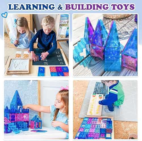 Diamond Magnetic Building Blocks for Kids - Princess Castle Magnetic Tiles Toys for 3-8 Year Old Girls & Boys - 3 4 5 6 Year Old Girl Birthday Xmas Gifts - STEM Educational Toys for Creative Play - Image 5
