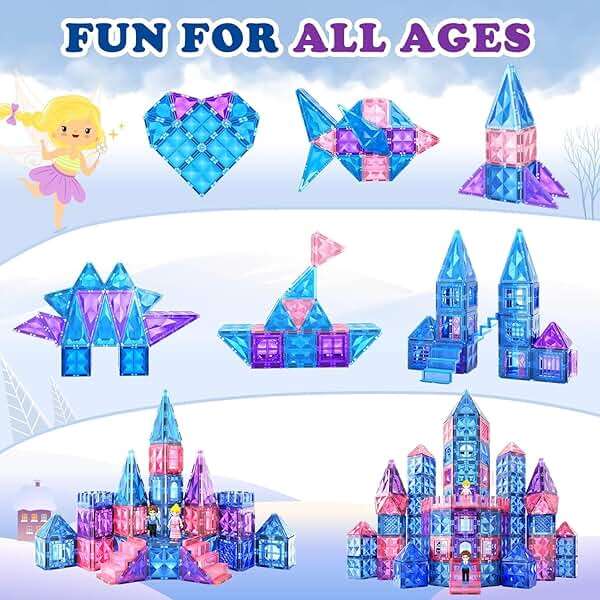 Diamond Magnetic Building Blocks for Kids - Princess Castle Magnetic Tiles Toys for 3-8 Year Old Girls & Boys - 3 4 5 6 Year Old Girl Birthday Xmas Gifts - STEM Educational Toys for Creative Play - Image 6