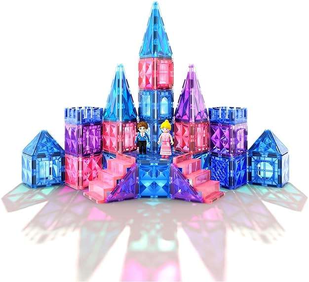 Diamond Magnetic Building Blocks for Kids - Princess Castle Magnetic Tiles Toys for 3-8 Year Old Girls & Boys - 3 4 5 6 Year Old Girl Birthday Xmas Gifts - STEM Educational Toys for Creative Play - Image 7
