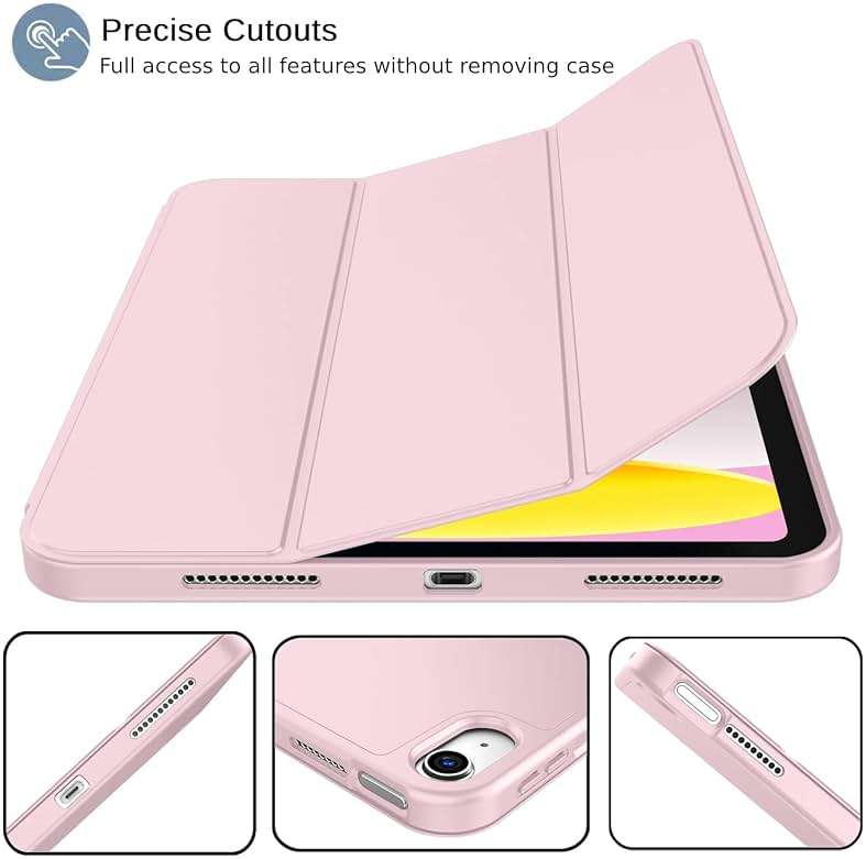 iMieet iPad (A16) Case/iPad 10th Generation Case [11-Inch 2025/10.9 Inch 2022] with Pencil Holder, Trifold Stand Smart Cover with Soft TPU Back,Auto Wake/Sleep(Pink) - Image 2