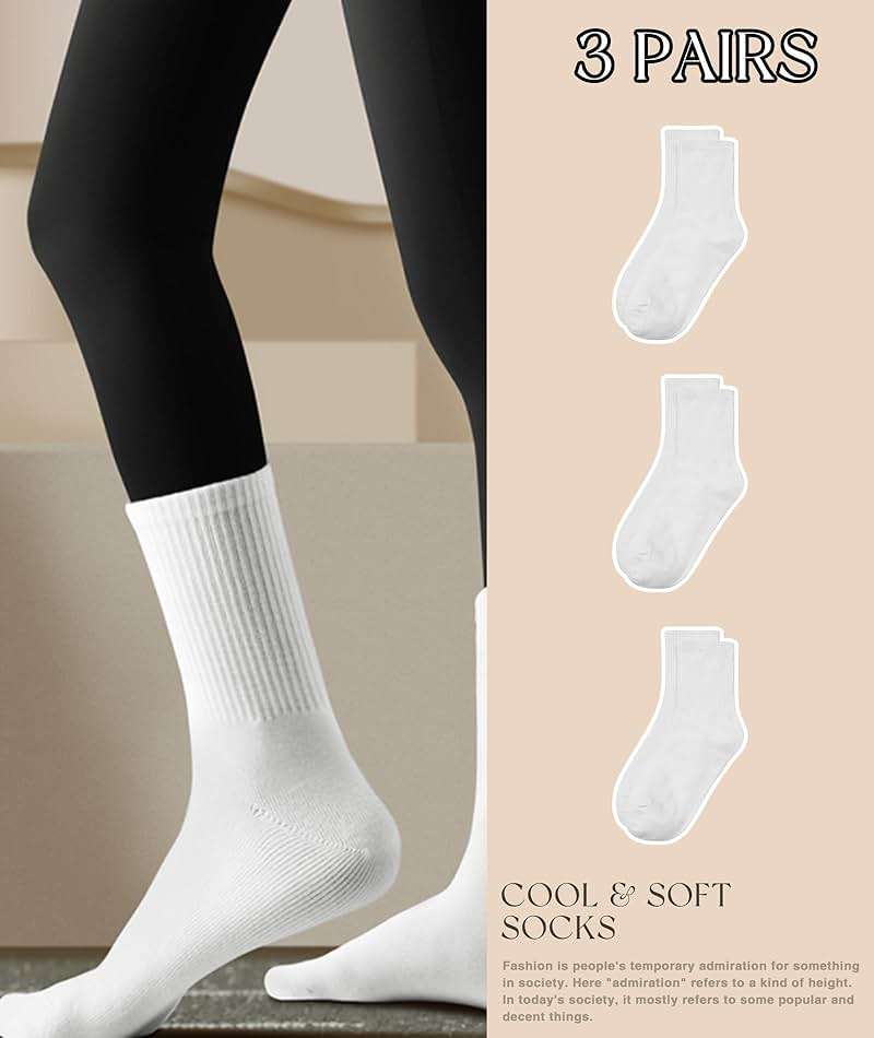 HAVE A TREE 3-6 Pack Womens Crew Lightweight Thin Casual Calf Socks Size 6-11 - Image 4