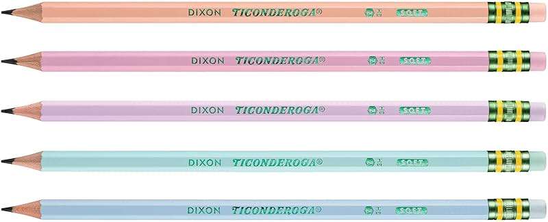 Ticonderoga® Pastel Pencils, 2 Soft, Assorted Colors, Pack Of 10 Pencils - Image 3