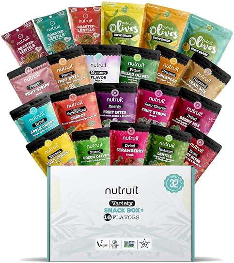 Nutruit Gourmet Healthy Snacks - 32 Pack MEGA Variety Box (12-14 Flavors) - Vegan, Gluten Free, Non-GMO Bulk Snacks - Kosher, High Protein, High Fiber, Plant-Based Healthy Snack - 1.2oz Packs - Image 1