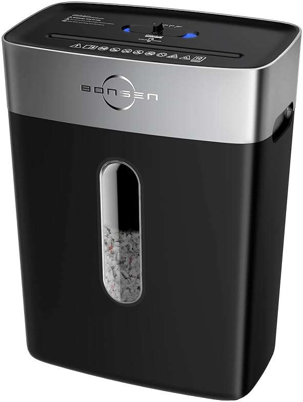 BONSEN 10-Sheet Cross-Cut Shredder for Home Office, P-4 high Security, Quiet, Credit Card Shredder, jam-Proof System, 4-Gallon bin - Image 1