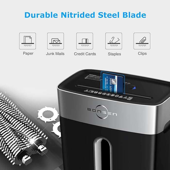 BONSEN 10-Sheet Cross-Cut Shredder for Home Office, P-4 high Security, Quiet, Credit Card Shredder, jam-Proof System, 4-Gallon bin - Image 3