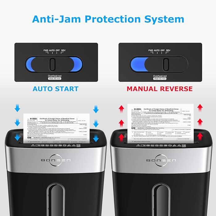 BONSEN 10-Sheet Cross-Cut Shredder for Home Office, P-4 high Security, Quiet, Credit Card Shredder, jam-Proof System, 4-Gallon bin - Image 7