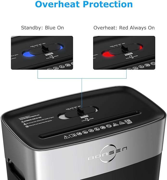 BONSEN 10-Sheet Cross-Cut Shredder for Home Office, P-4 high Security, Quiet, Credit Card Shredder, jam-Proof System, 4-Gallon bin - Image 8